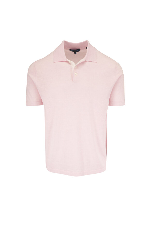 Patrick Assaraf Pink Wool & Linen Knit Polo - view 1