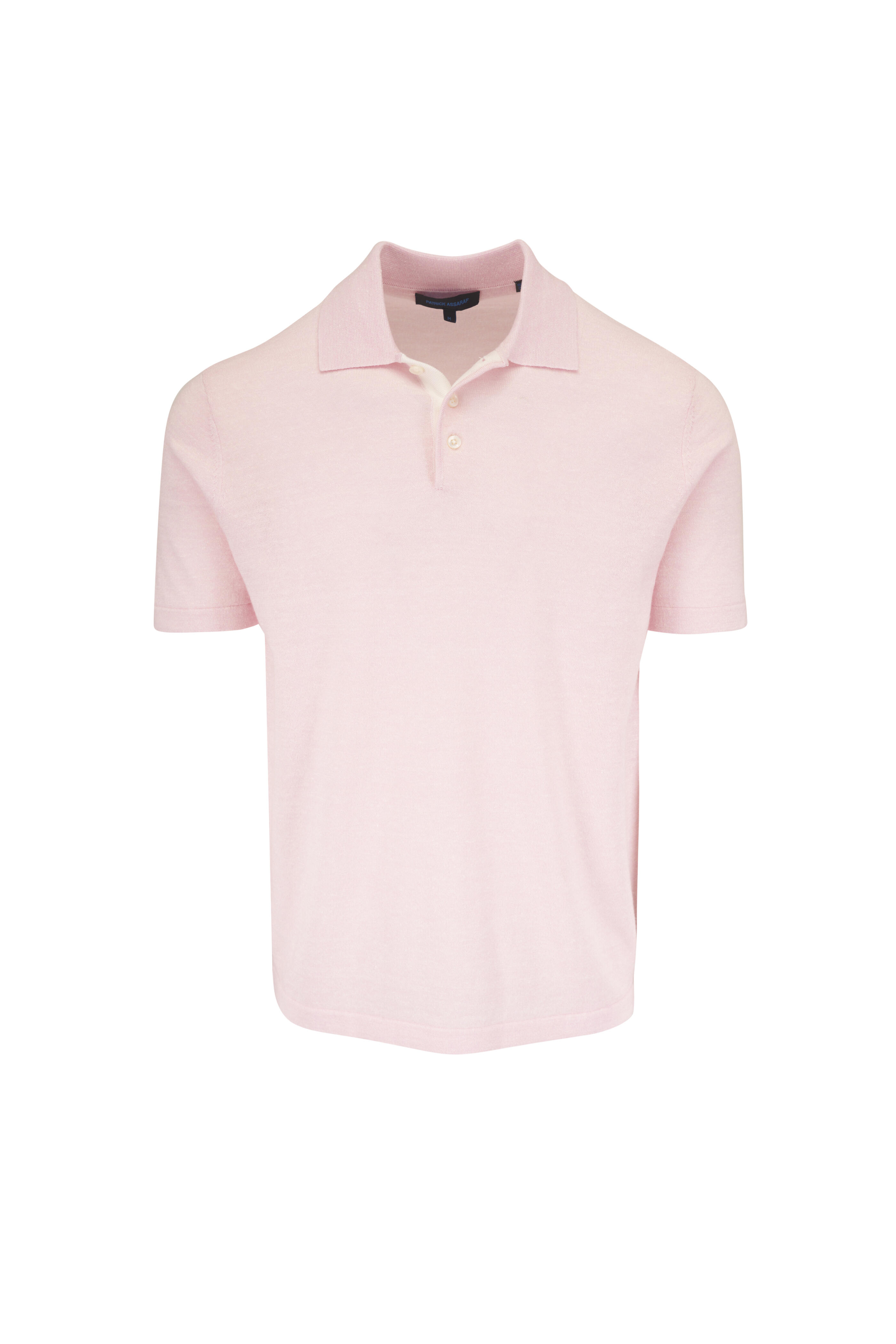 Patrick Assaraf - Pink Wool & Linen Knit Polo