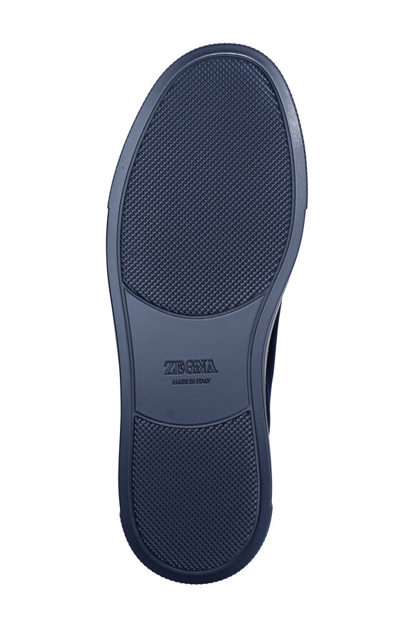 Zegna Triple Stitch Navy Blue Velvet Sneaker - view 4