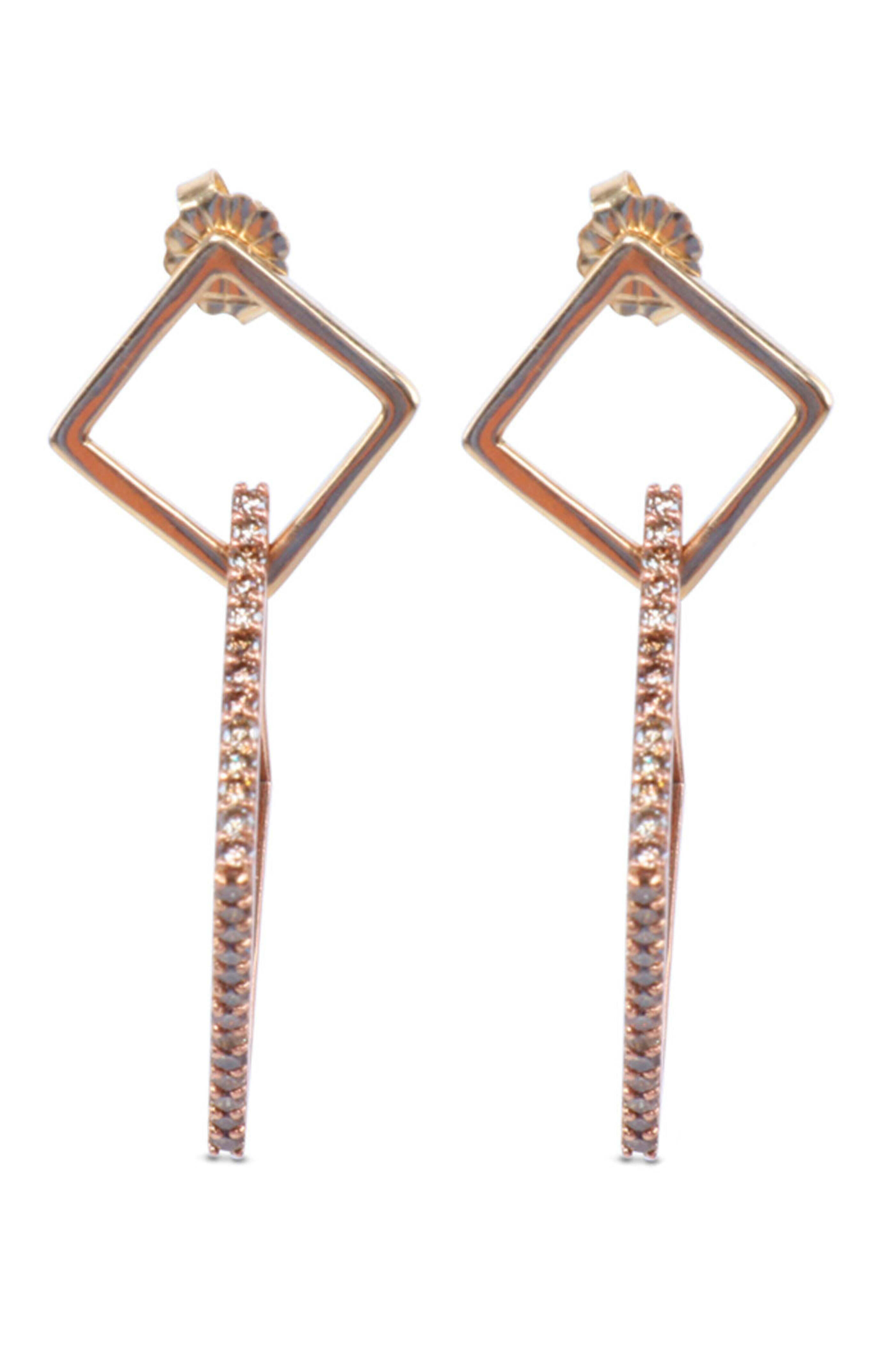 Leslie Paige - Gold and Rose Gold Diamond Puzzle Earrings