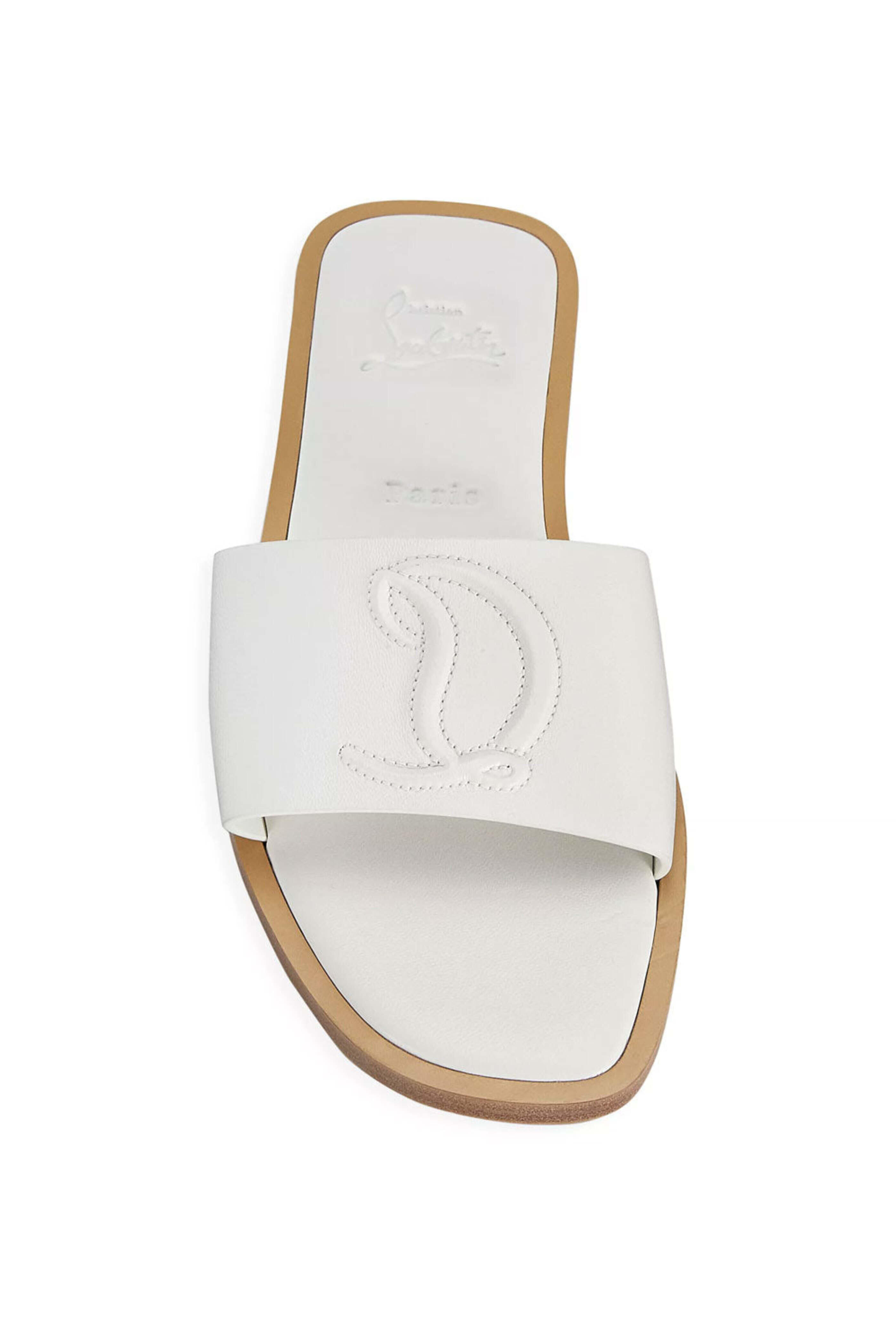 Christian Louboutin - CL Mule Flat in White | Mitchell Stores