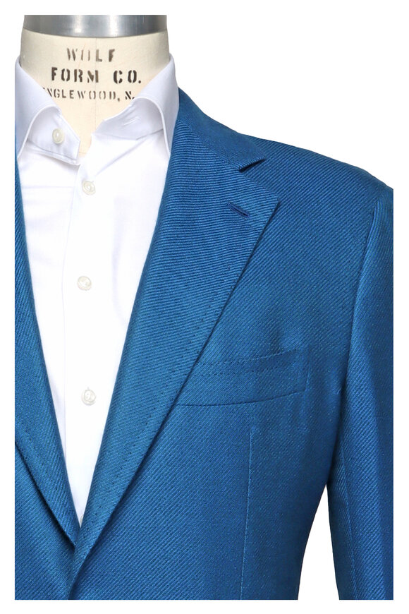 Cesare Attolini - Royal Blue & Green Herringbone Sportcoat