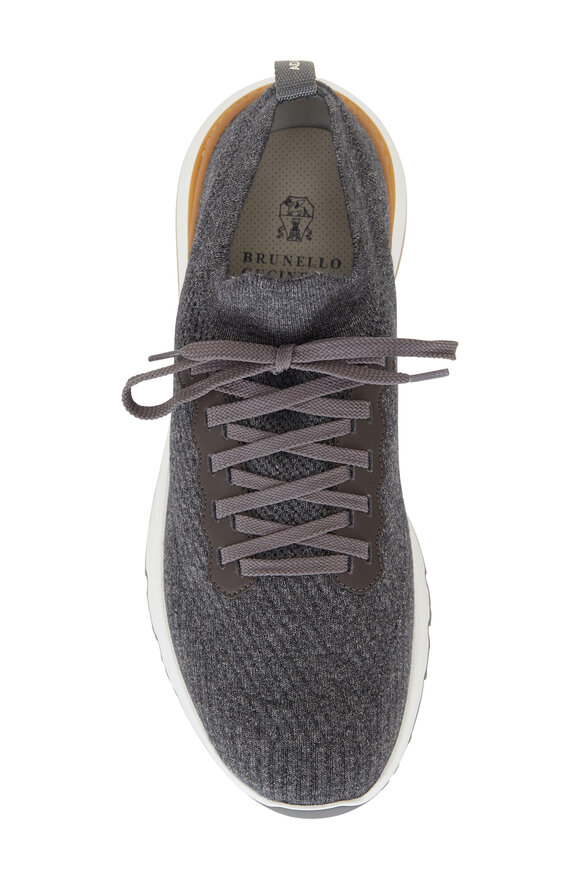 Brunello Cucinelli - Gray Cotton Knit Trainer