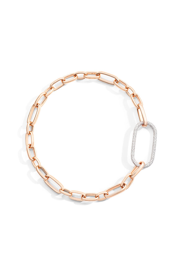 Pomellato 18k Rose Gold White Diamond Iconica Medium Chain