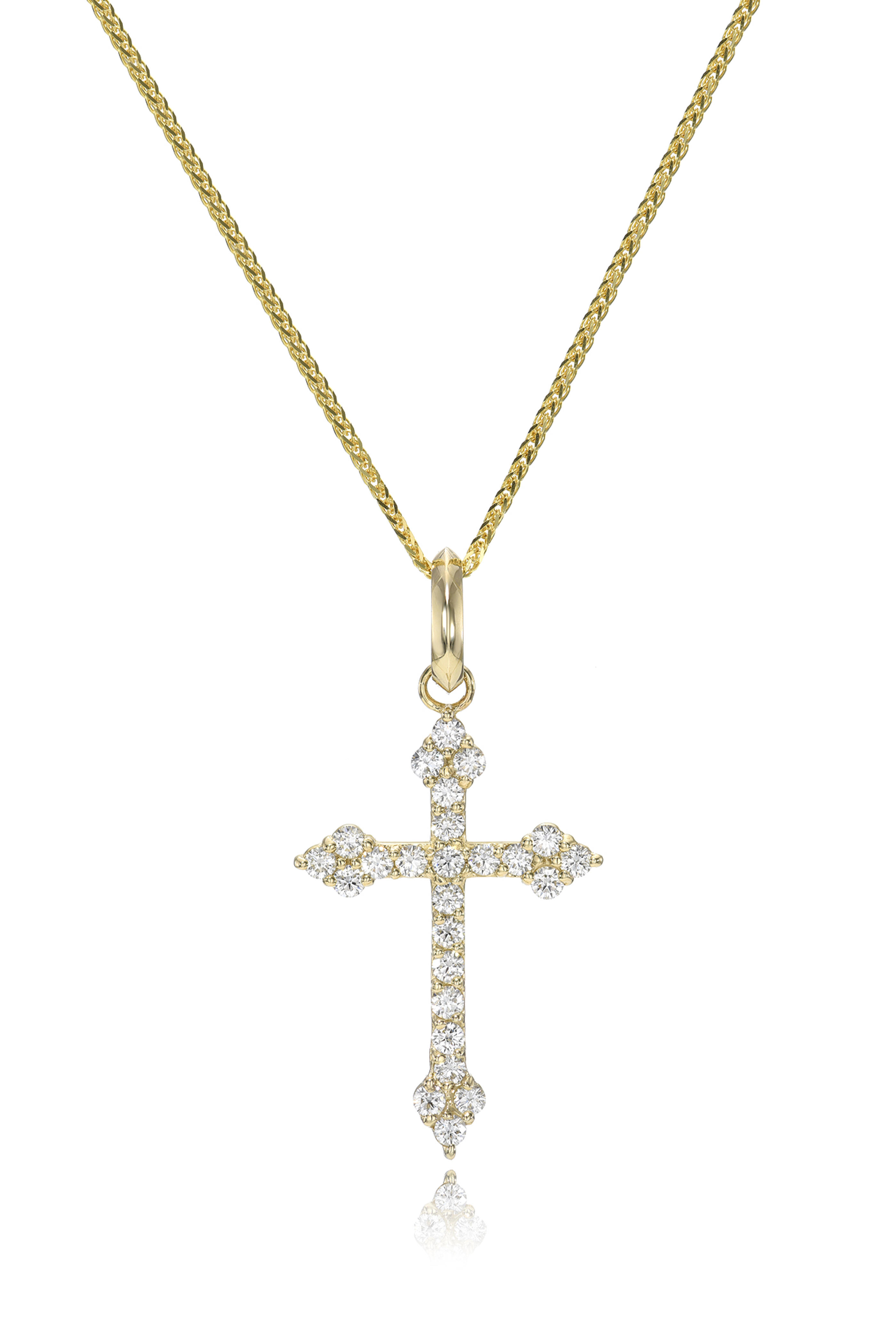 Dru - 14k Yellow Gold Large Diamond Gothic Cross Pendant