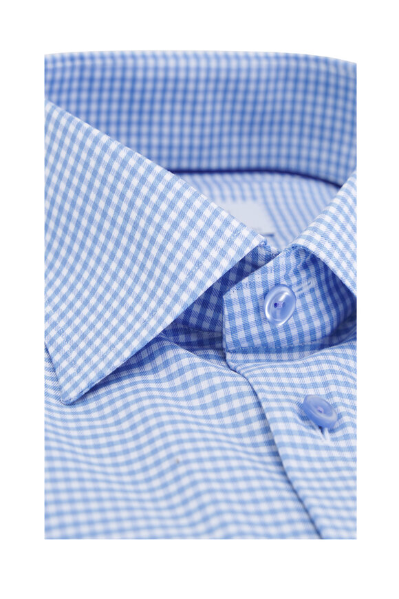 Eton - Light Blue Gingham Slim Fit Dress Shirt 