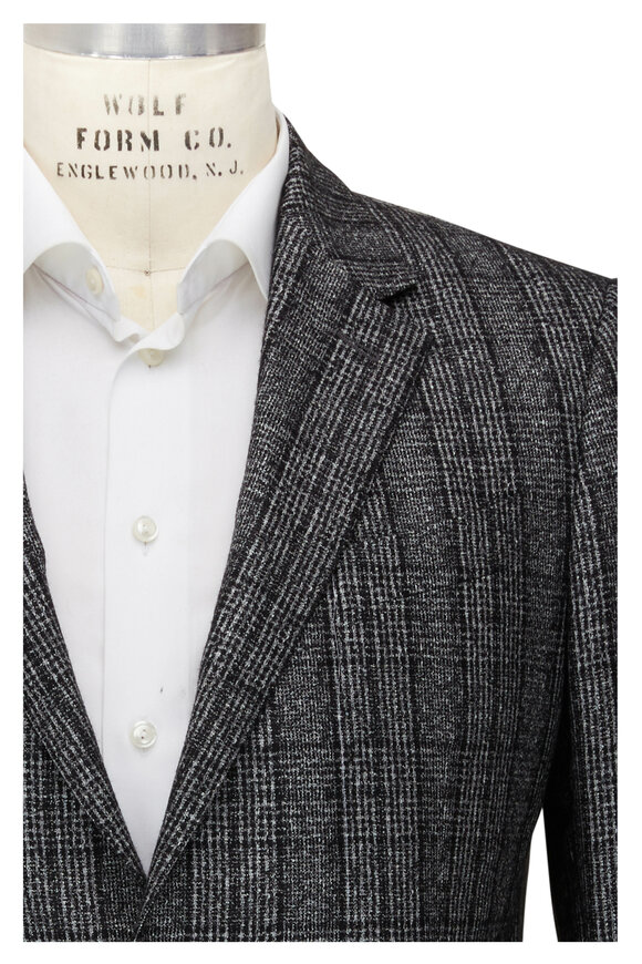 Zegna - Black & White Plaid Wool Blend Sport Coat