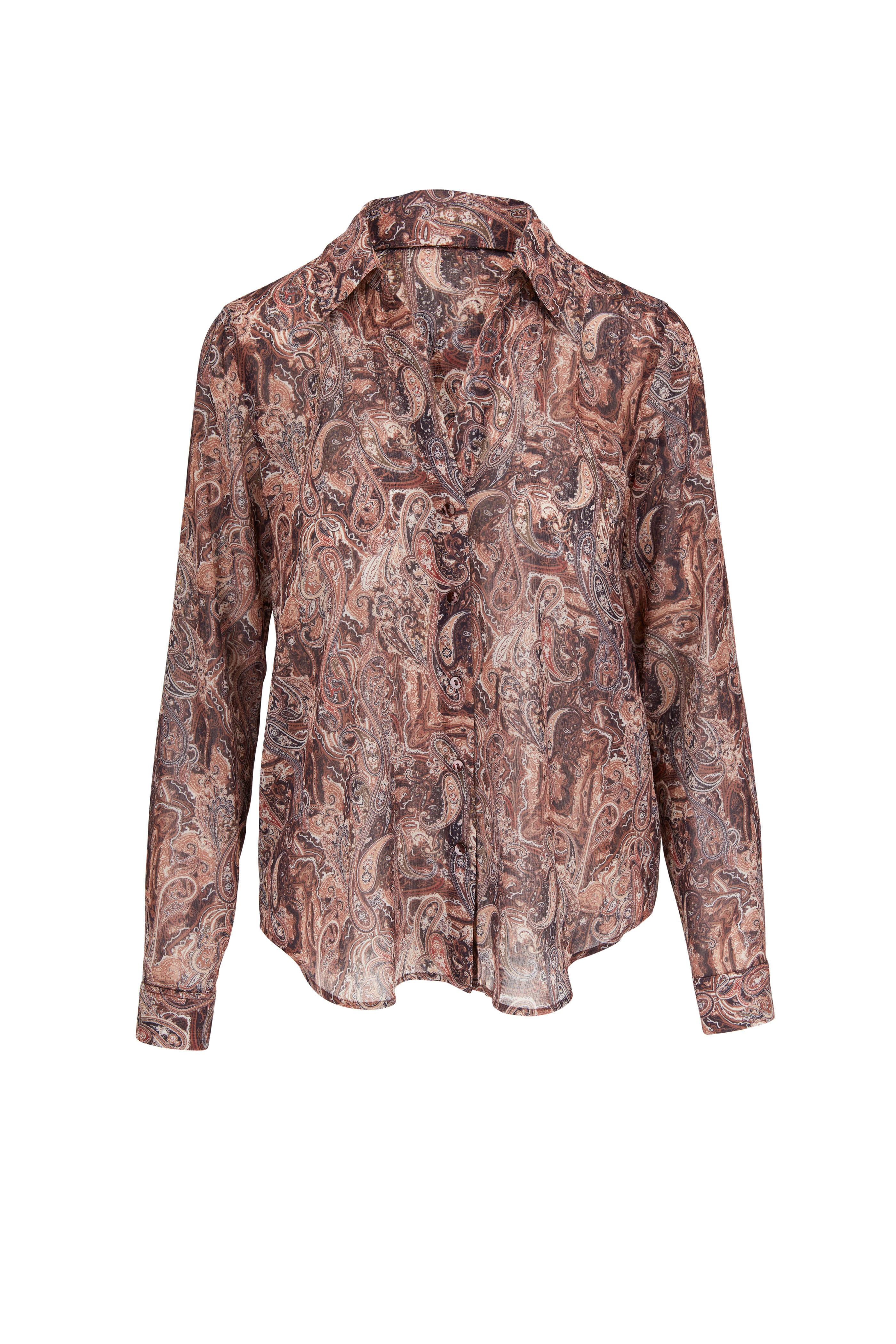 L'Agence - Laurent Brown Multi Neutral Paisley Blouse