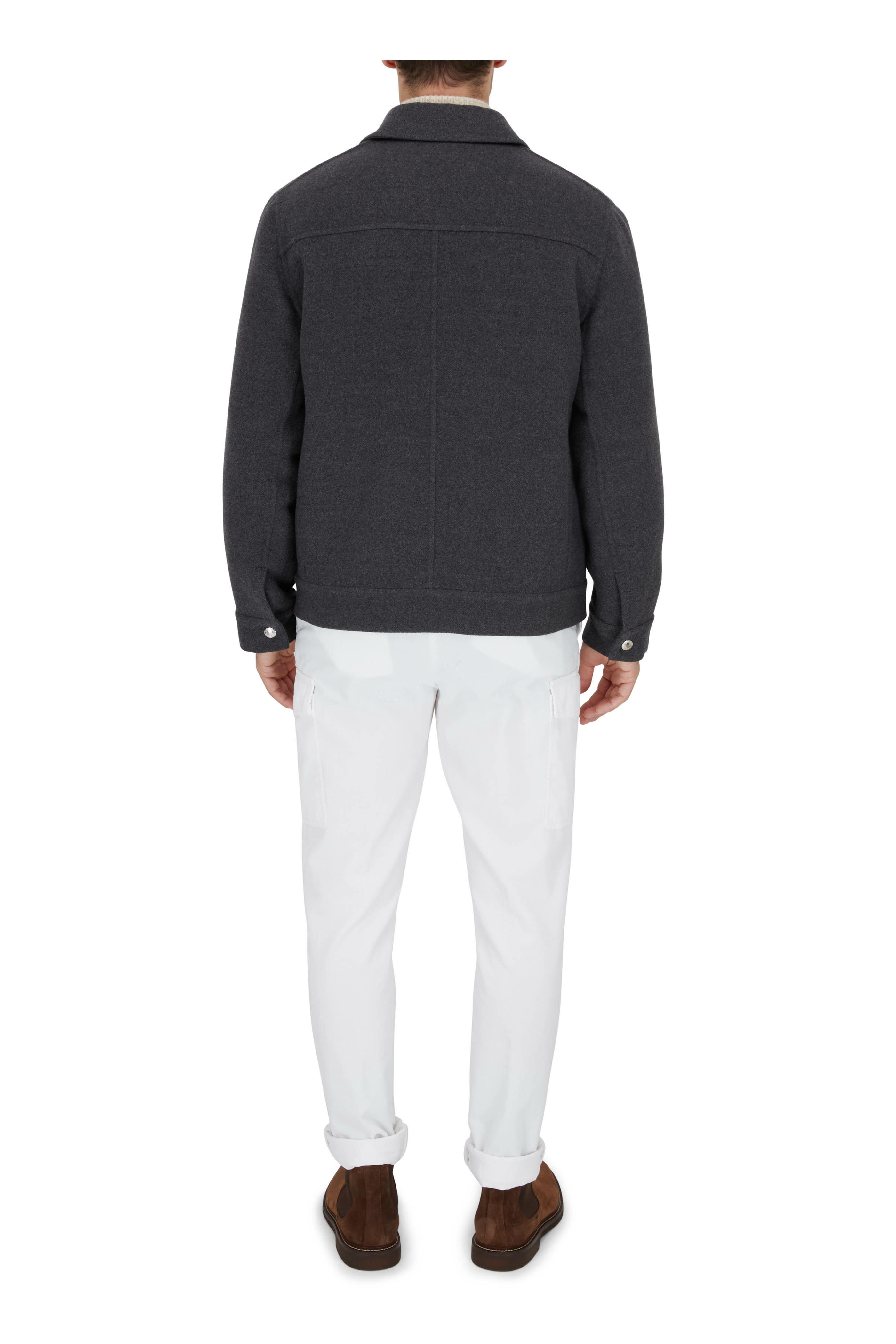 Brunello Cucinelli - Charcoal Gray Wool Trucker Jacket