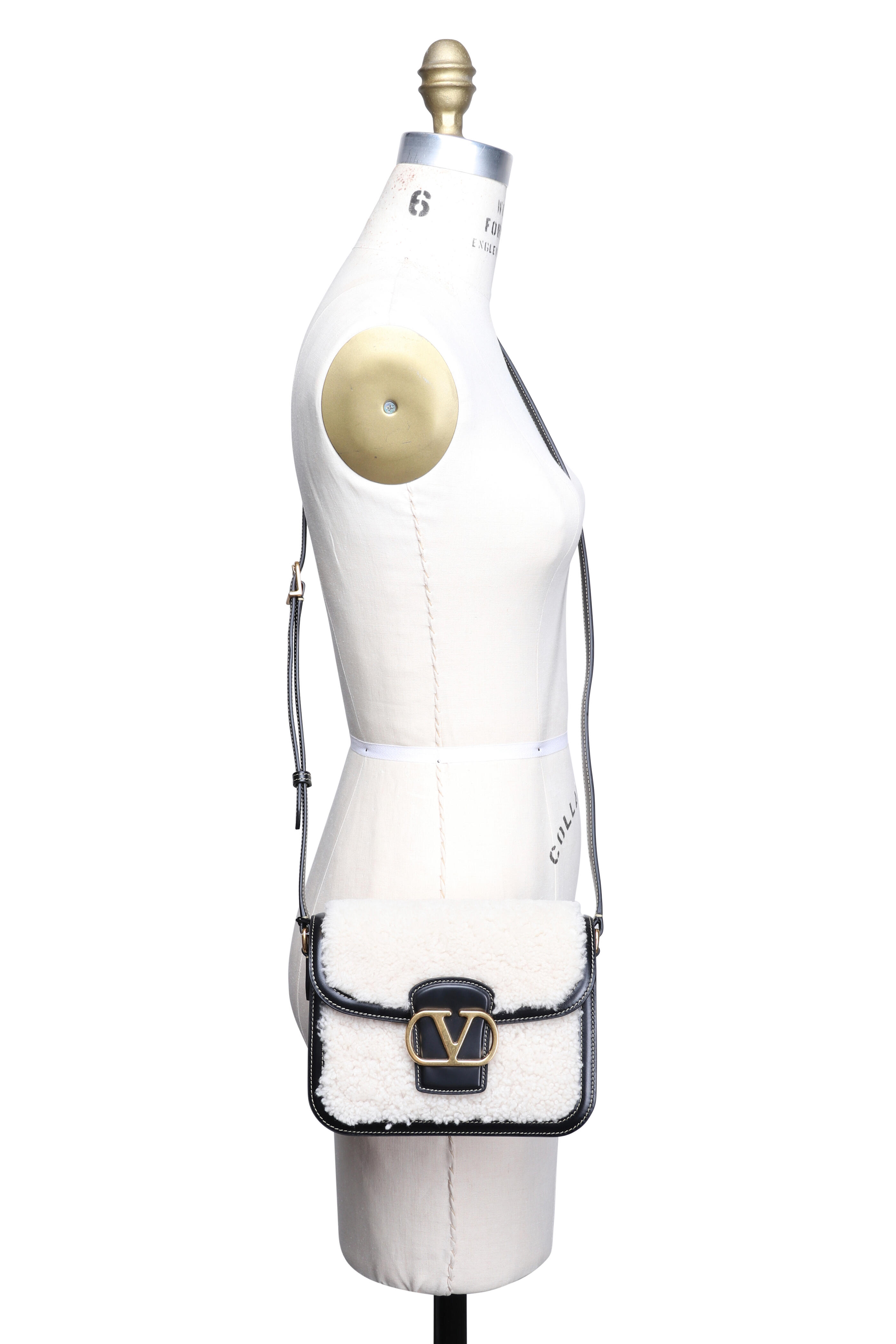 Valentino Garavani - 9TO5 Black & Natural Shearling Crossbody