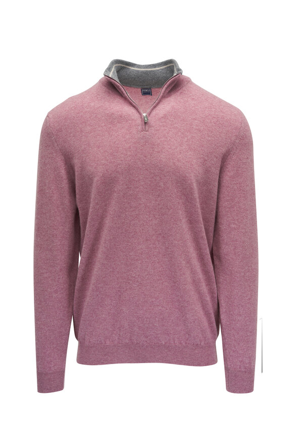 Fedeli Pink Cashmere Quarter Zip Pullover