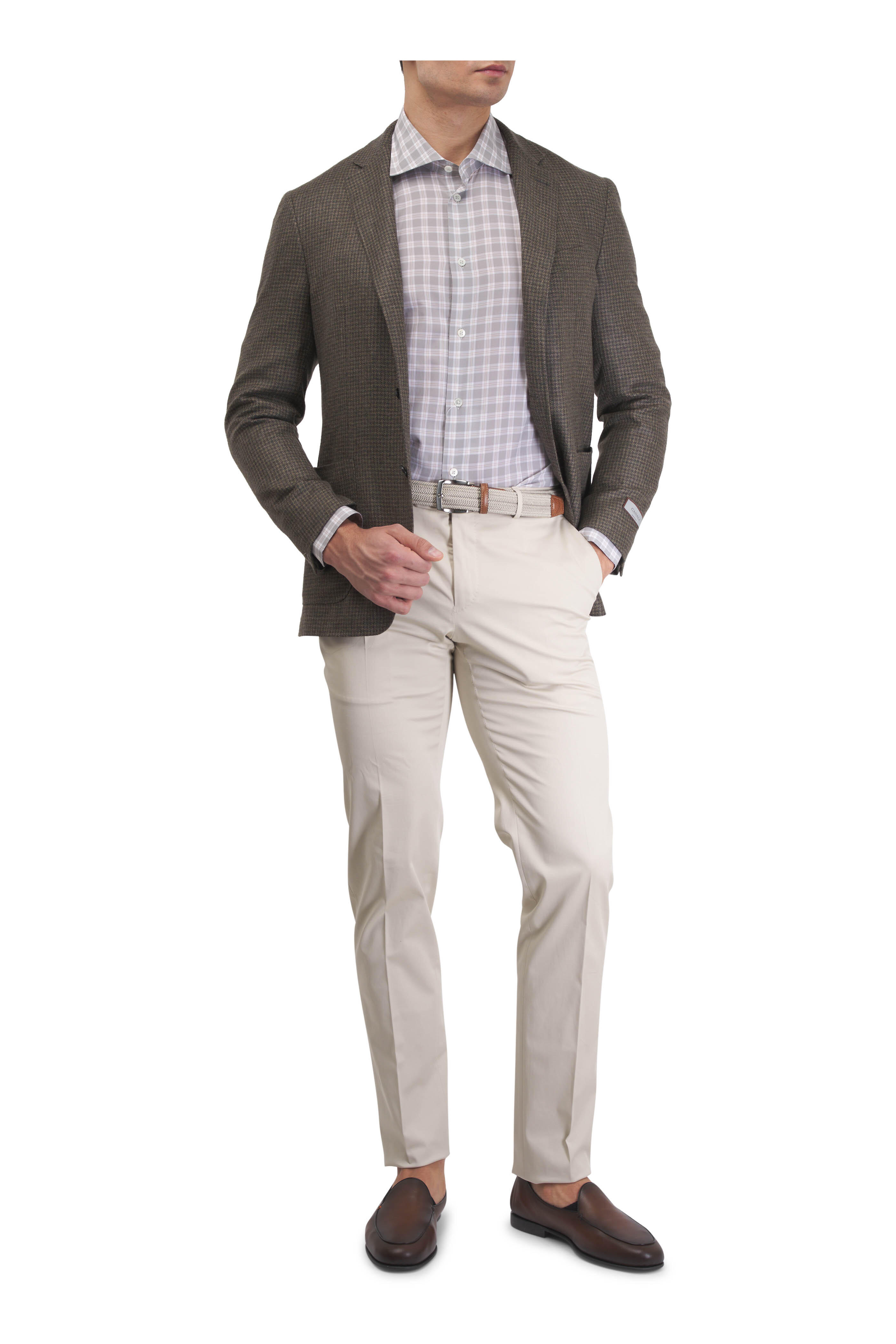 Maurizio Baldassari - Sage Plaid Cotton Sport Shirt