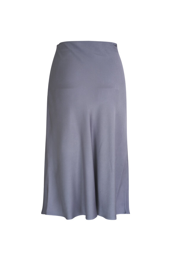 Michael Kors Collection - Slate Satin Charmeuse Bias Midi Skirt