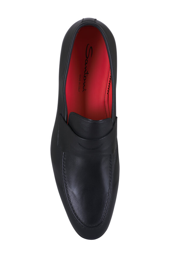 Santoni Darius Black Leather Loafer - view 3