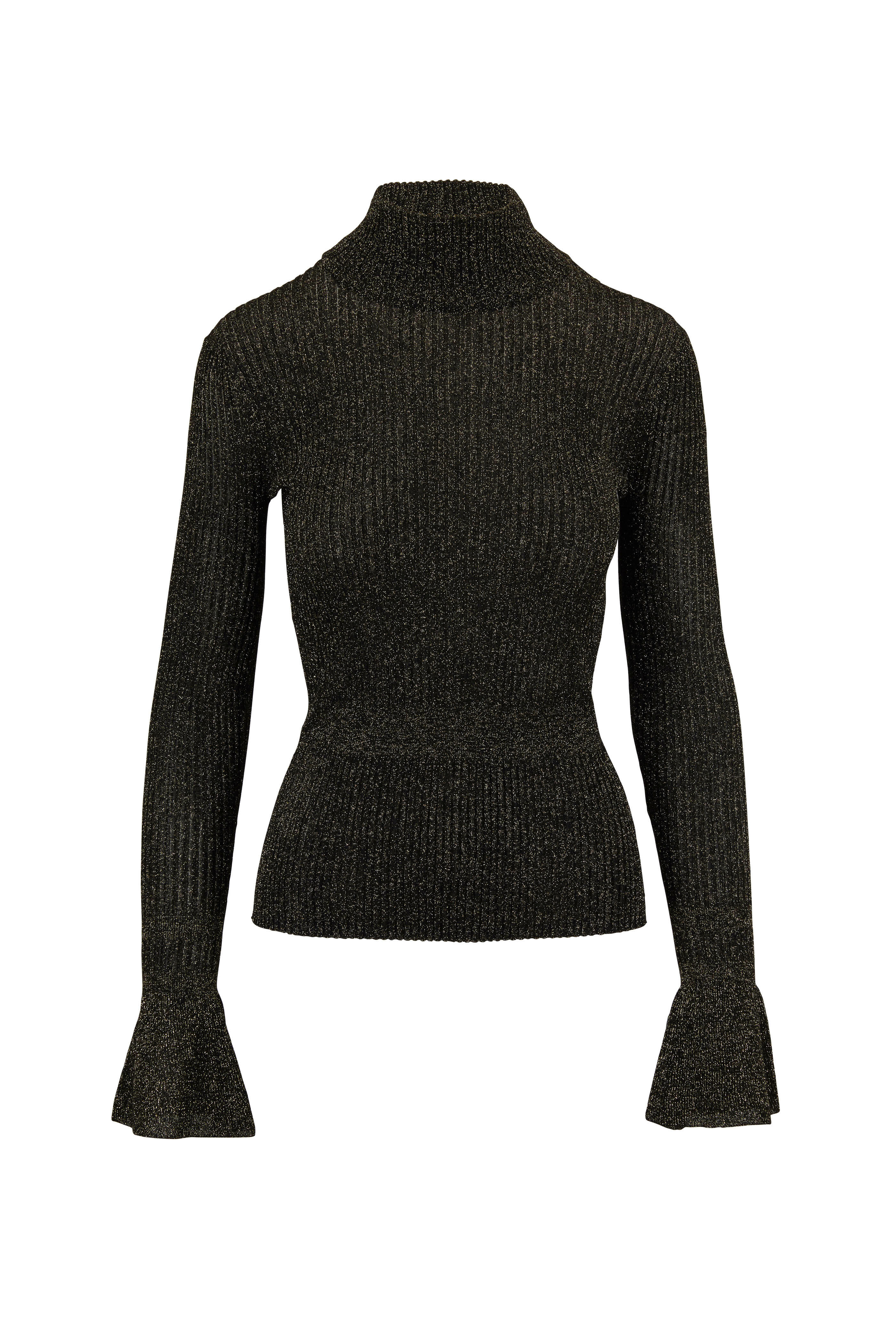 Veronica Beard - Lilia Black Metallic Turtleneck