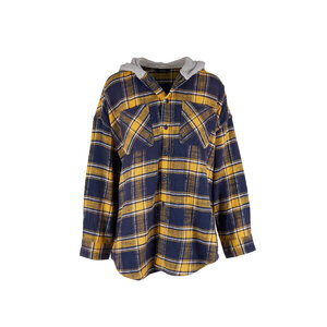 トップス PWA PLAID BALOON SHIRT mustard XL Large size pure cotton brushed plaid men's shirt for young