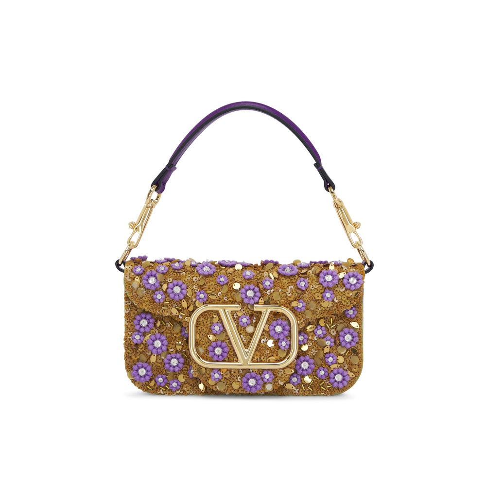 ブレスレット VALENTINO FW25 V LOGO (7Y2J0AG4 MET172) Valentino Garavani - Small Loco Purple Flower Embellished