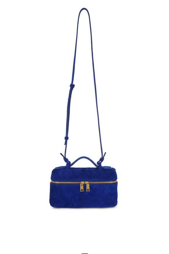 Bottega Veneta Bang Bang Blue Royal Intrecciato Suede Vanity Bag