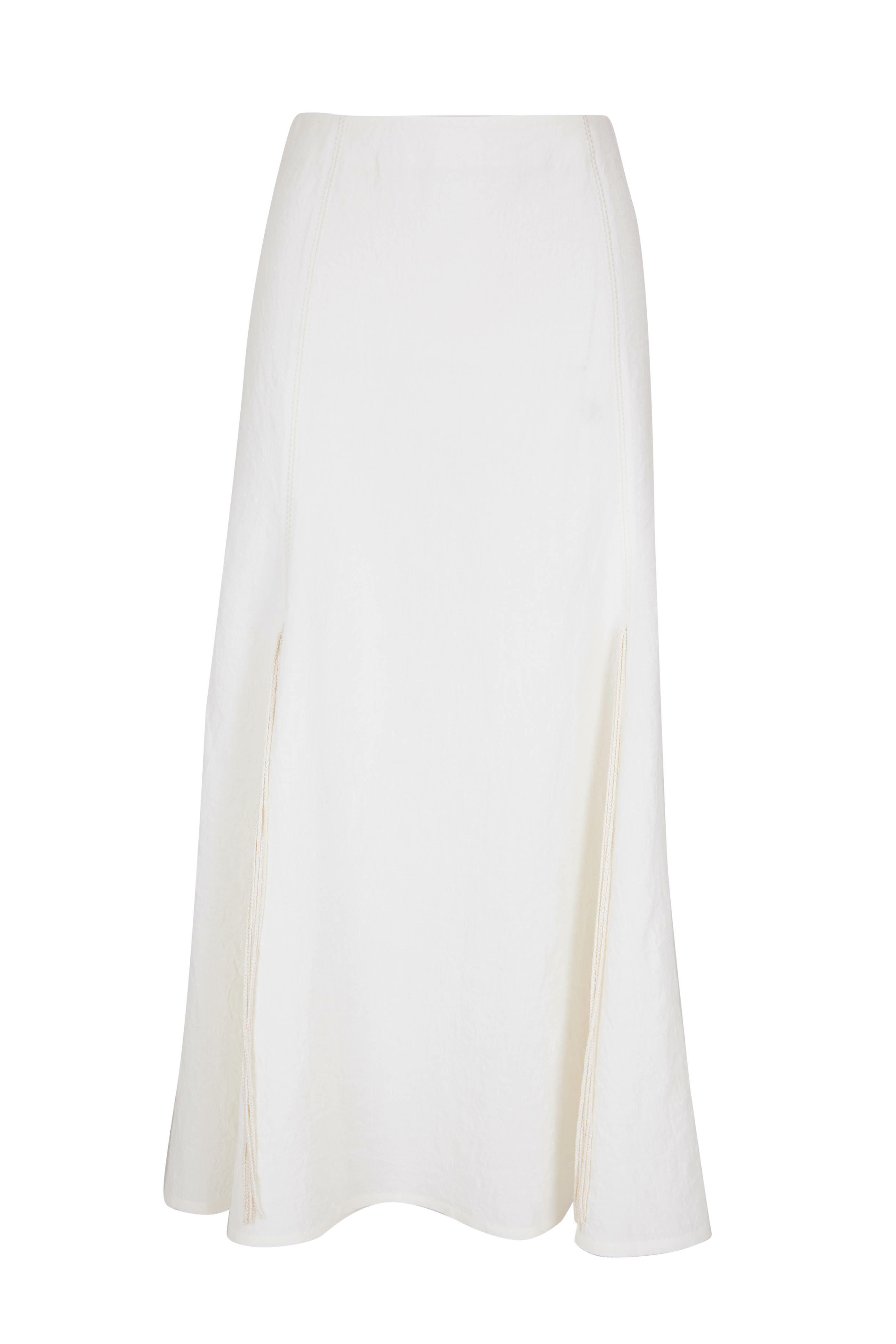 Chloé - White Linen Midi Skirt | Mitchell Stores