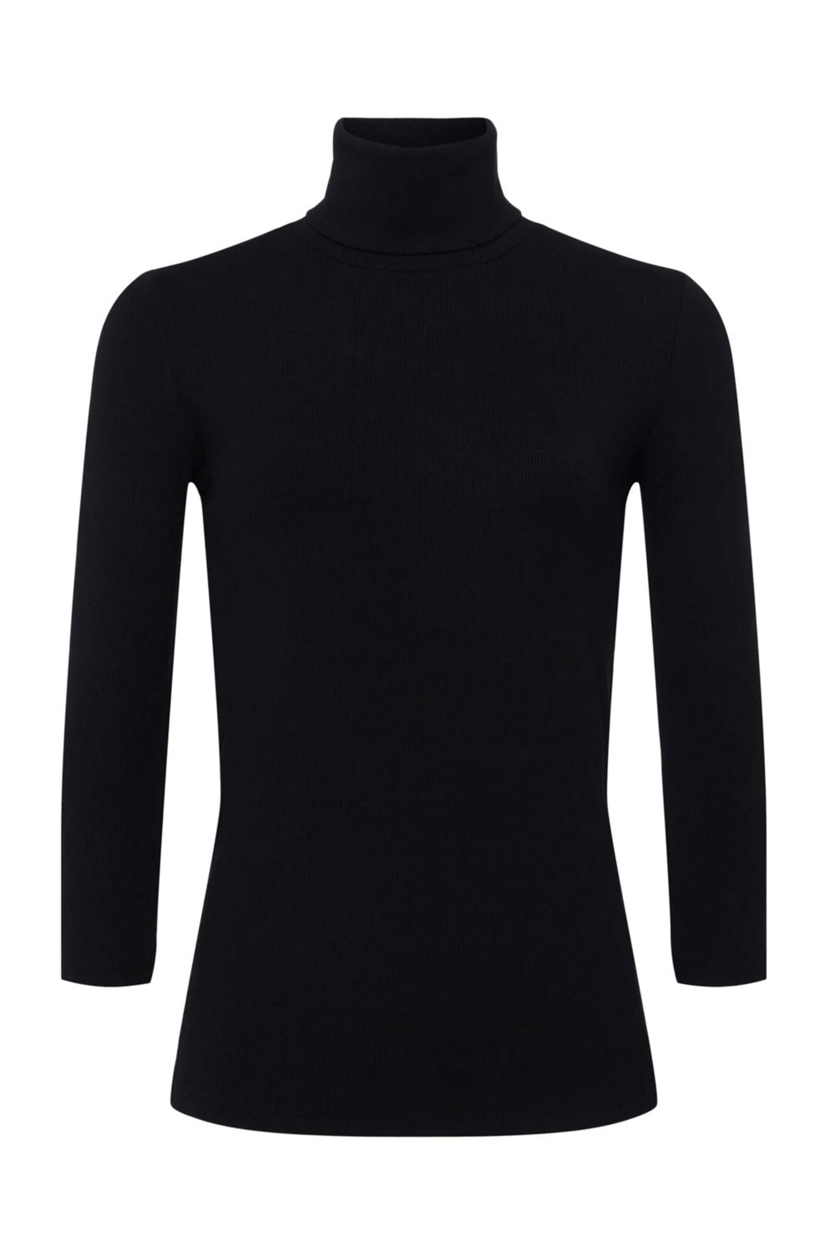 L'Agence - Black Three Quarter Sleeve Aja Turtleneck