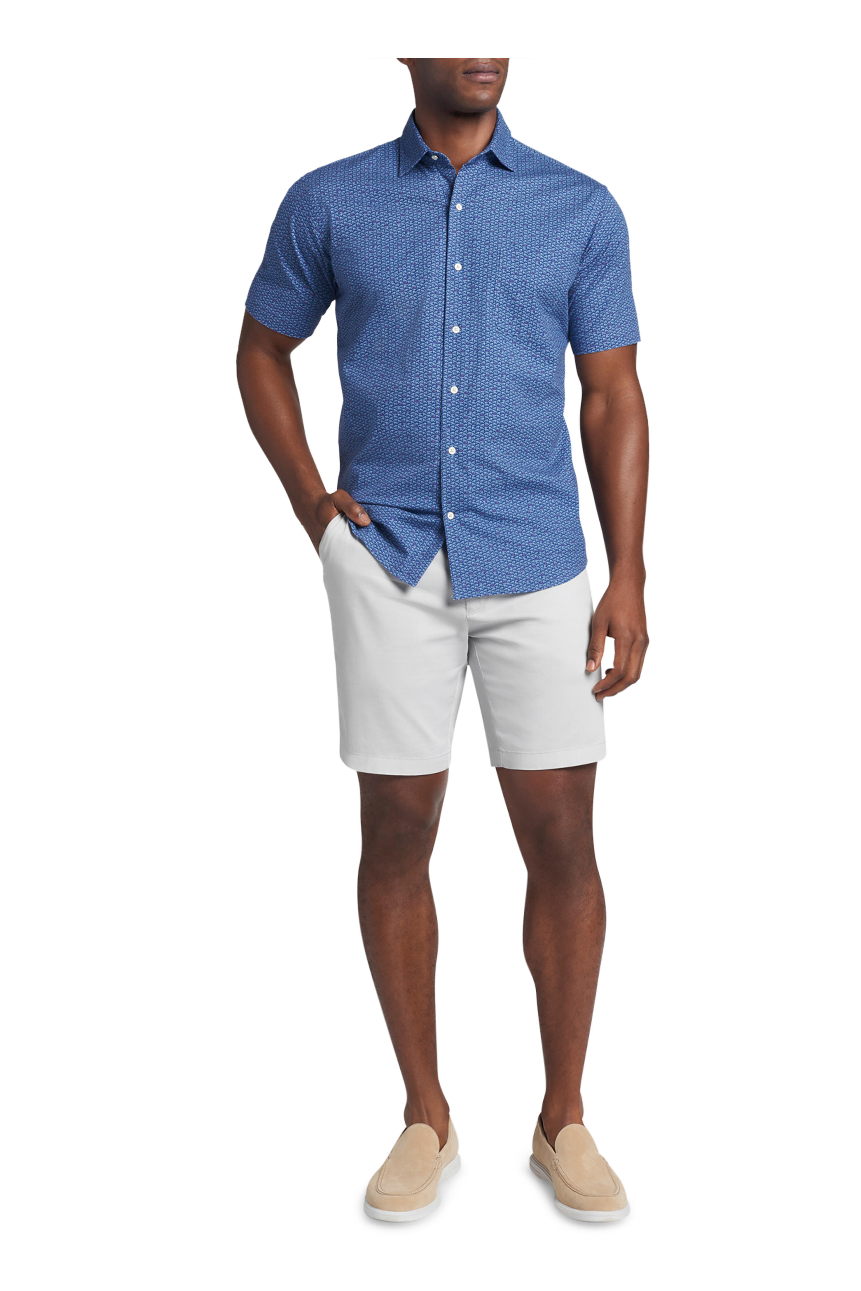 Peter Millar - Ocean Blue Waves & Fins Short Sleeve Sport Shirt