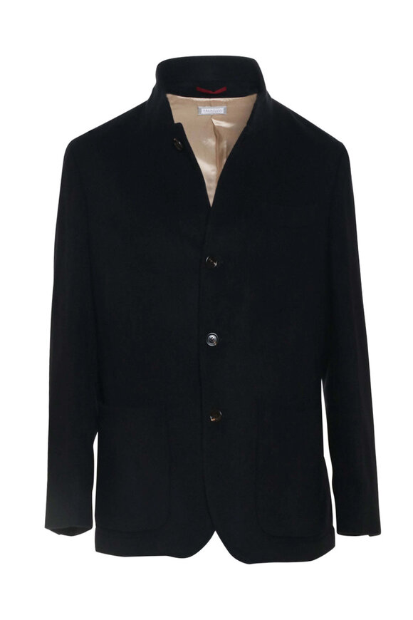 Brunello Cucinelli - Gray Suede Hooded Parka | Mitchell Stores