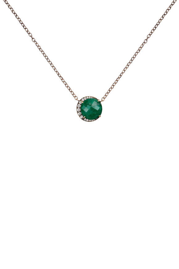 Sylva & Cie - 18K Yellow Gold Emerald & Diamond Pendant