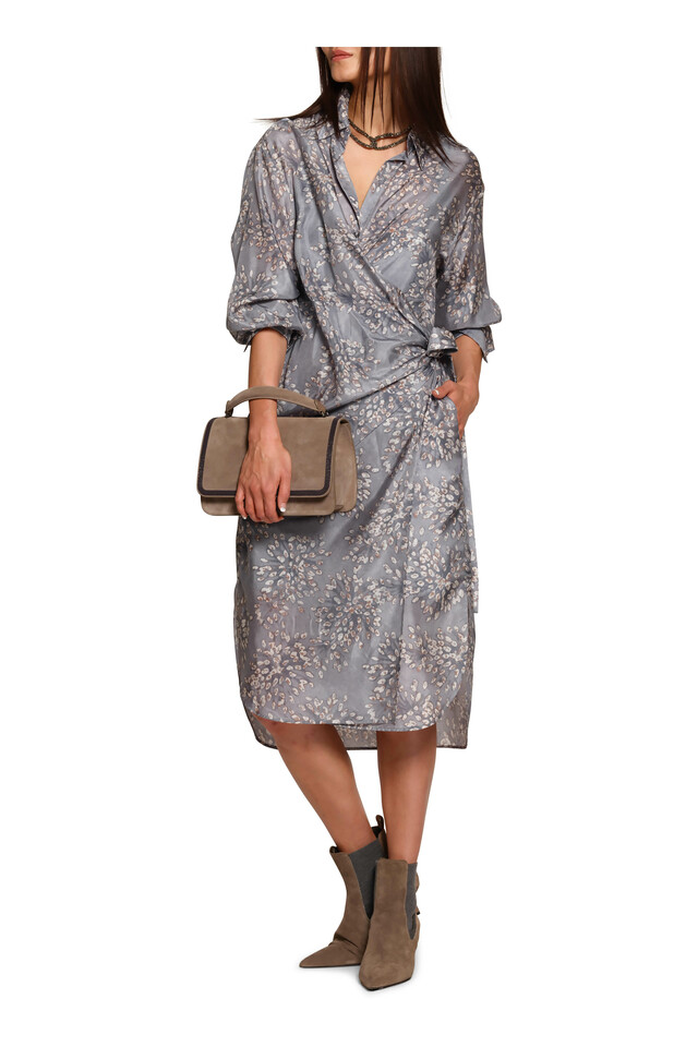 BRUNELLO CUCINELLI★Cotton Twill Belted Wrap Shirt Dress Cotton wrap dress in brown - Brunello Cucinelli | Mytheresa