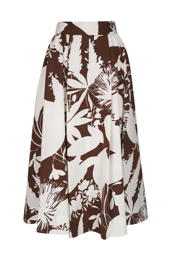 Michael Kors Collection Nutmeg & White Shadow Floral Midi Skirt 