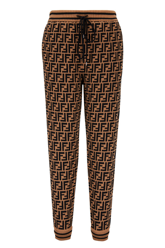 Fendi - Black & Brown Cashmere Logo Jogger