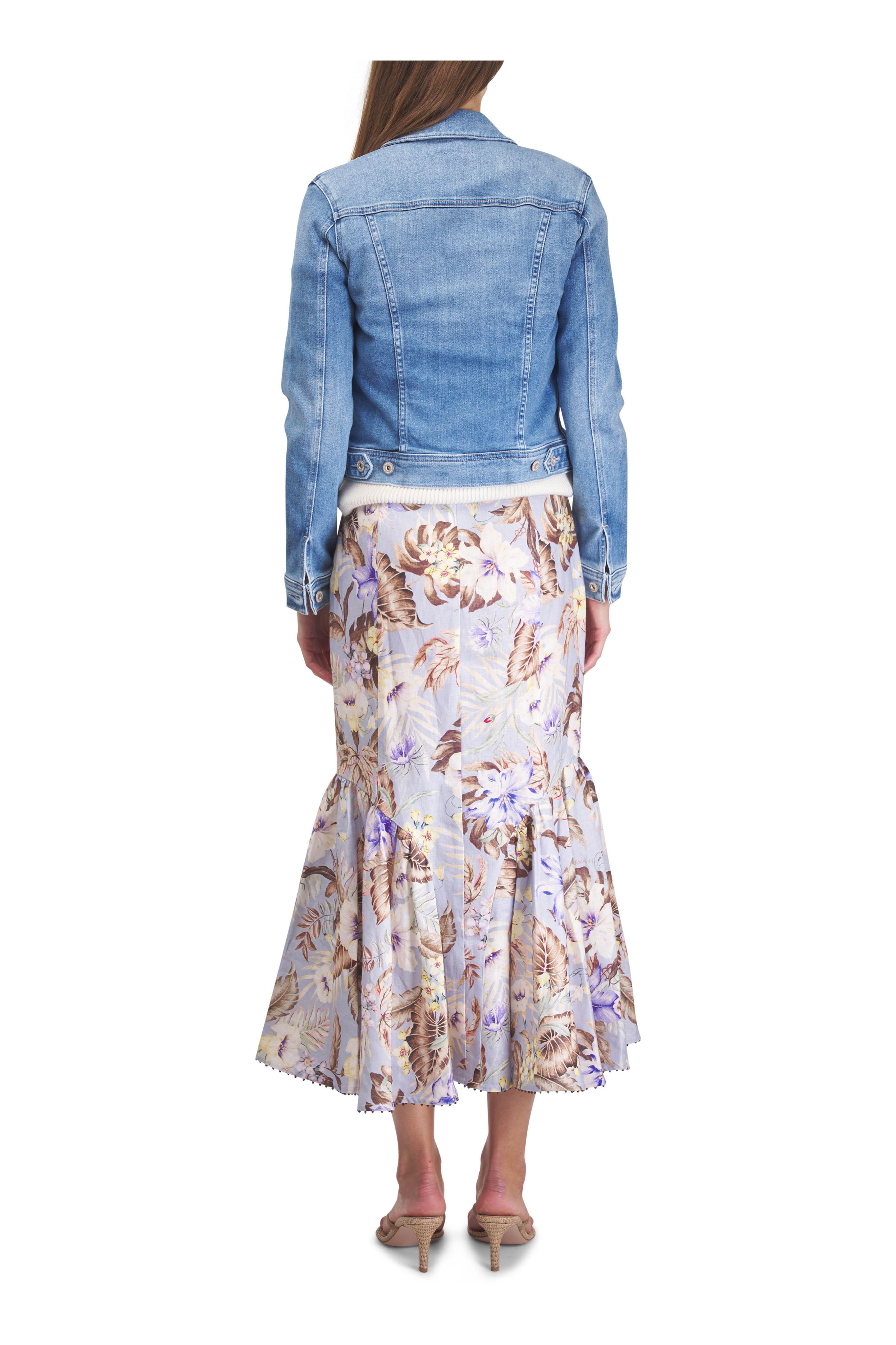 Zimmermann - Coco Powder Blue Floral Midi Skirt | Mitchell