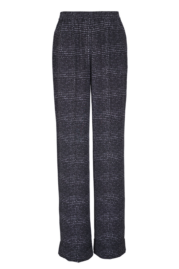 Michael Kors Collection Black & White Silk Pull On Pajama Pant