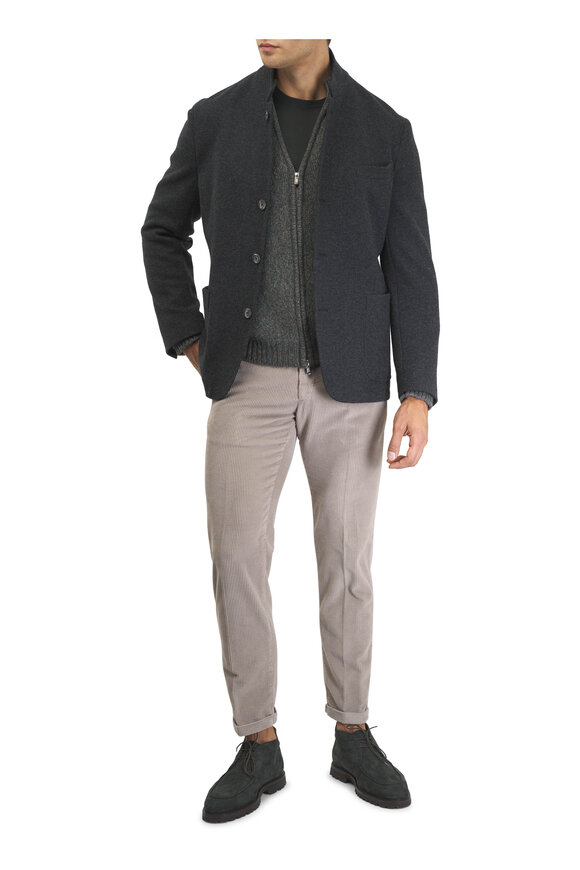 Fedeli Dark Green Superfine Wool Crewneck - view 2
