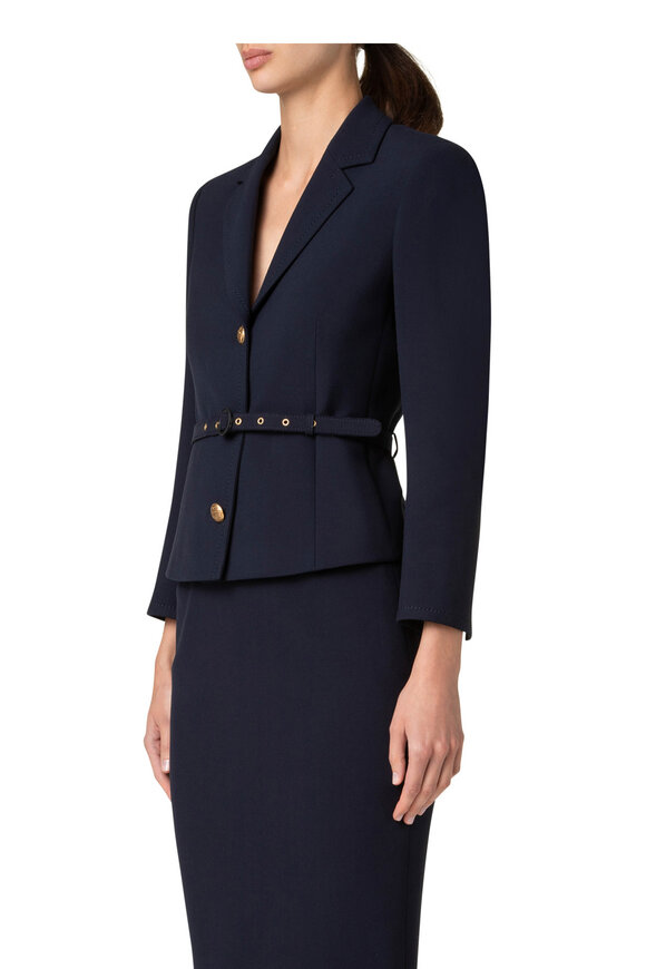 Akris Punto - Navy Blue Pebble Crepe Jacket