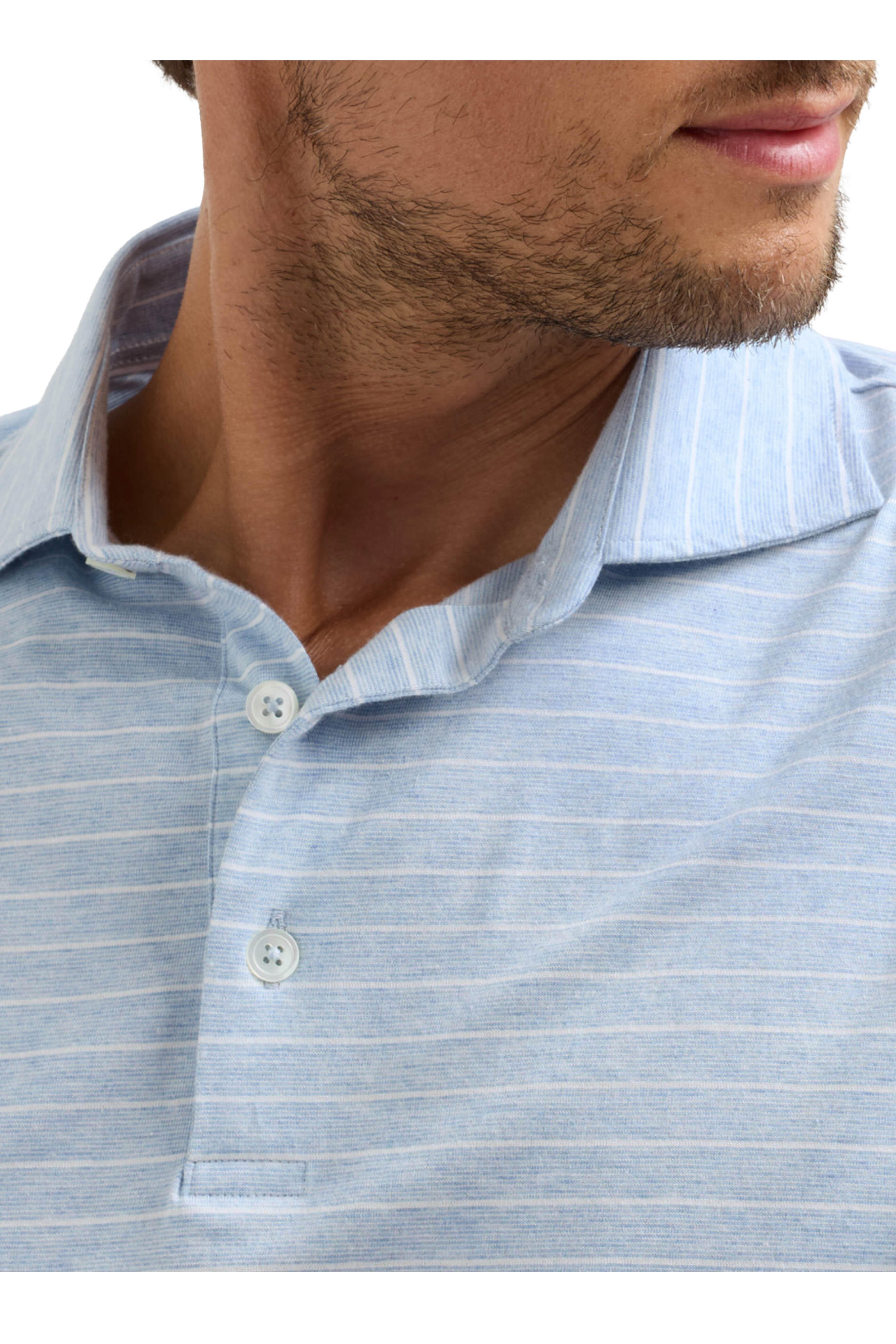 Peter Millar - Excursionist Flex Blue Frost Stripe Polo - view 4