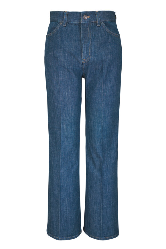 Loro Piana Max Midnight Silk Austin Denim Kick Flare Jean