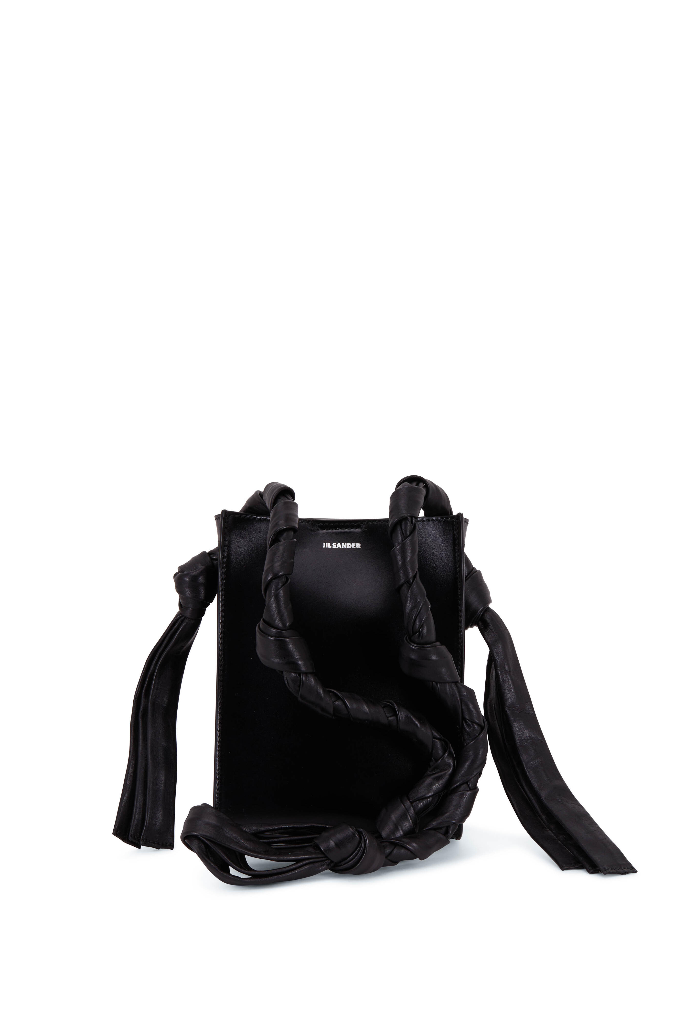 Tangle Leather Phone Pouch in Black - Jil Sander