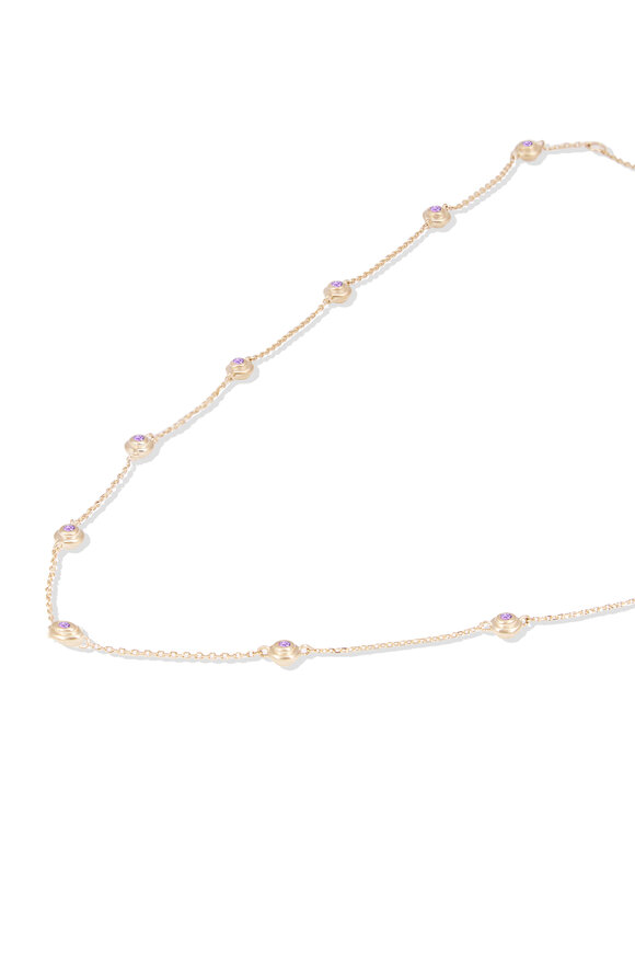 Campbell + Charlotte 14k Yellow Gold Evolve Station Necklace Amethyst - view 3