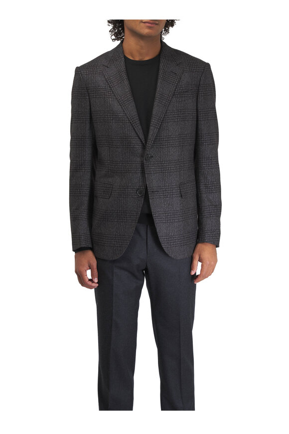 Zegna - Black & White Tonal Plaid Sportcoat 