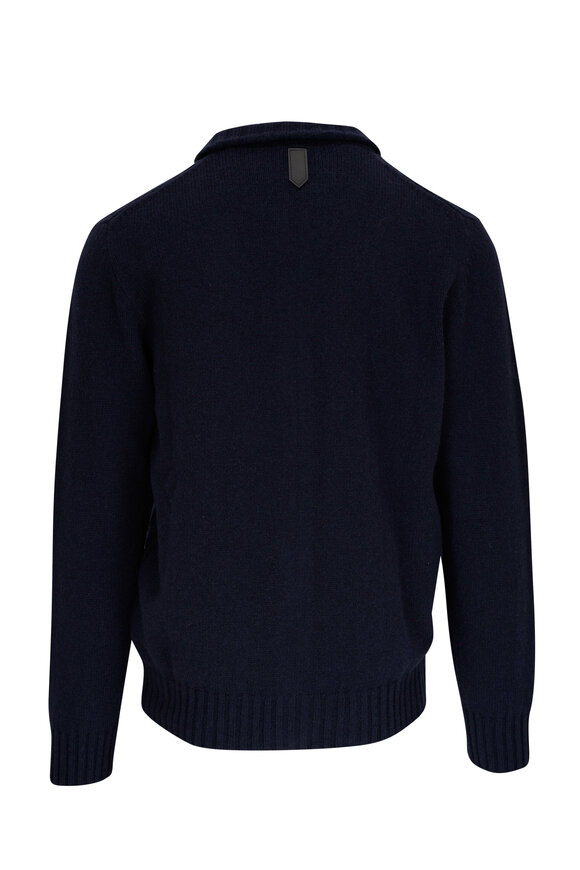 Canali - Navy Blue Knit Full Zip Sweater 