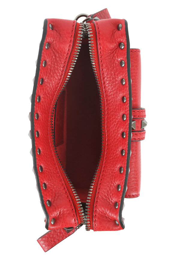 Valentino Garavani - Rockstud Red Leather Front Pocket Small Crossbody