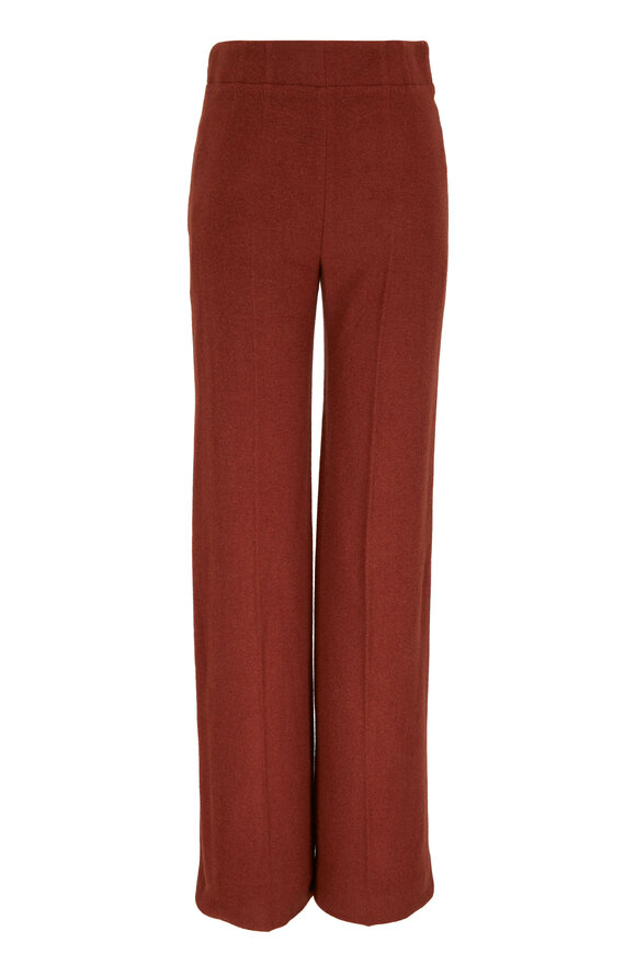 Chloé - Plain Brown Wool & Cashmere Wide Leg Pant