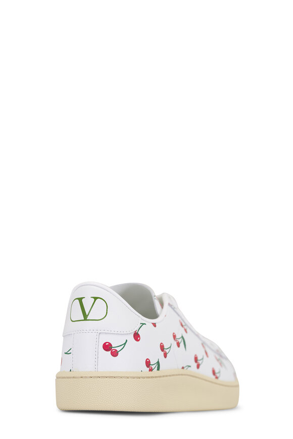 VALENTINO★チェリーフィック柄 ROYCOスニーカー Valentino Garavani - Royco White & Red Cherry Print Low Top