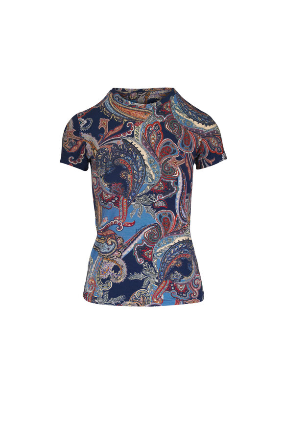 L'Agence Ressi Navy Paisley Print T-Shirt - view 1
