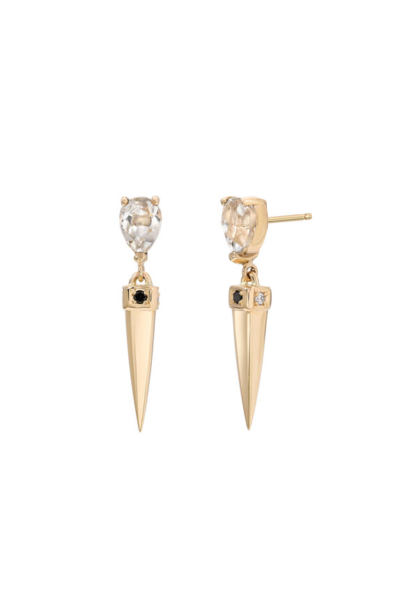 Dru 14K Yellow Gold White Topaz Spike Drop Earrings