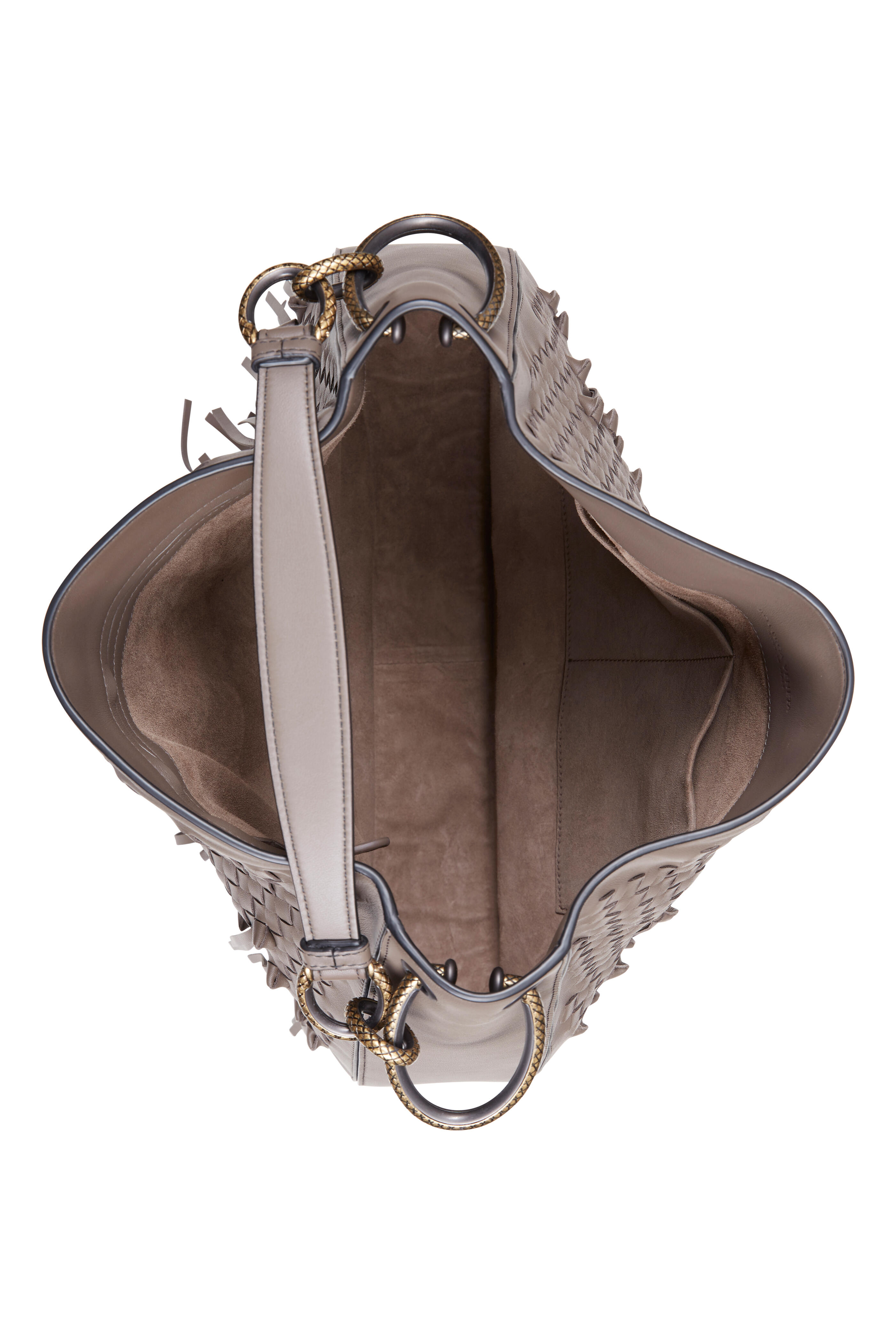 Bottega Veneta - Large Loop Steel Intrecciato Leather Fringe Bag