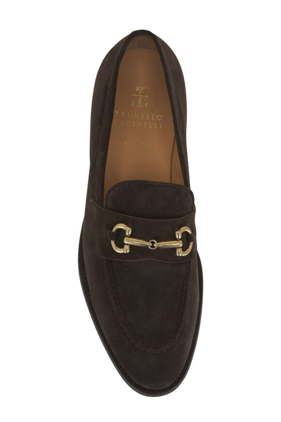 Brunello Cucinelli - Brown Suede & Brass Bit Loafer