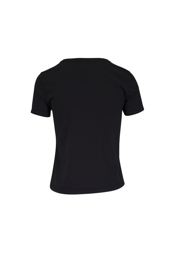 L'Agence Brianna Black V-Neck Cotton T-Shirt - view 2