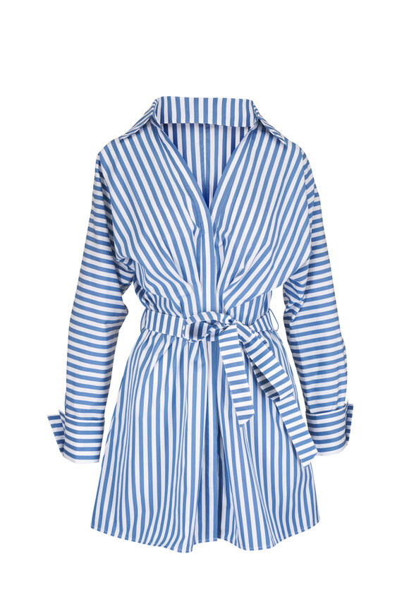 TWP Brooke White Striped Mini Shirtdress