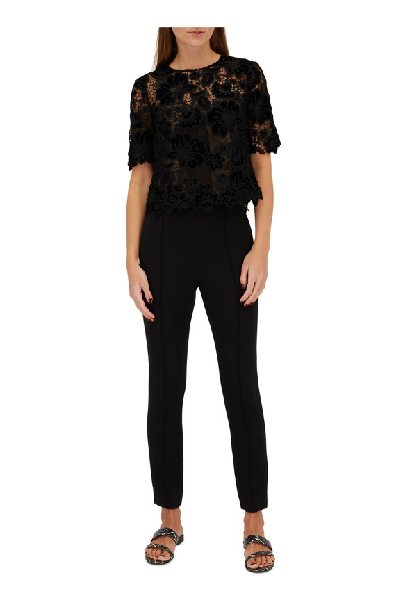 Carolina Herrera - Black Lace Short Sleeve Top 